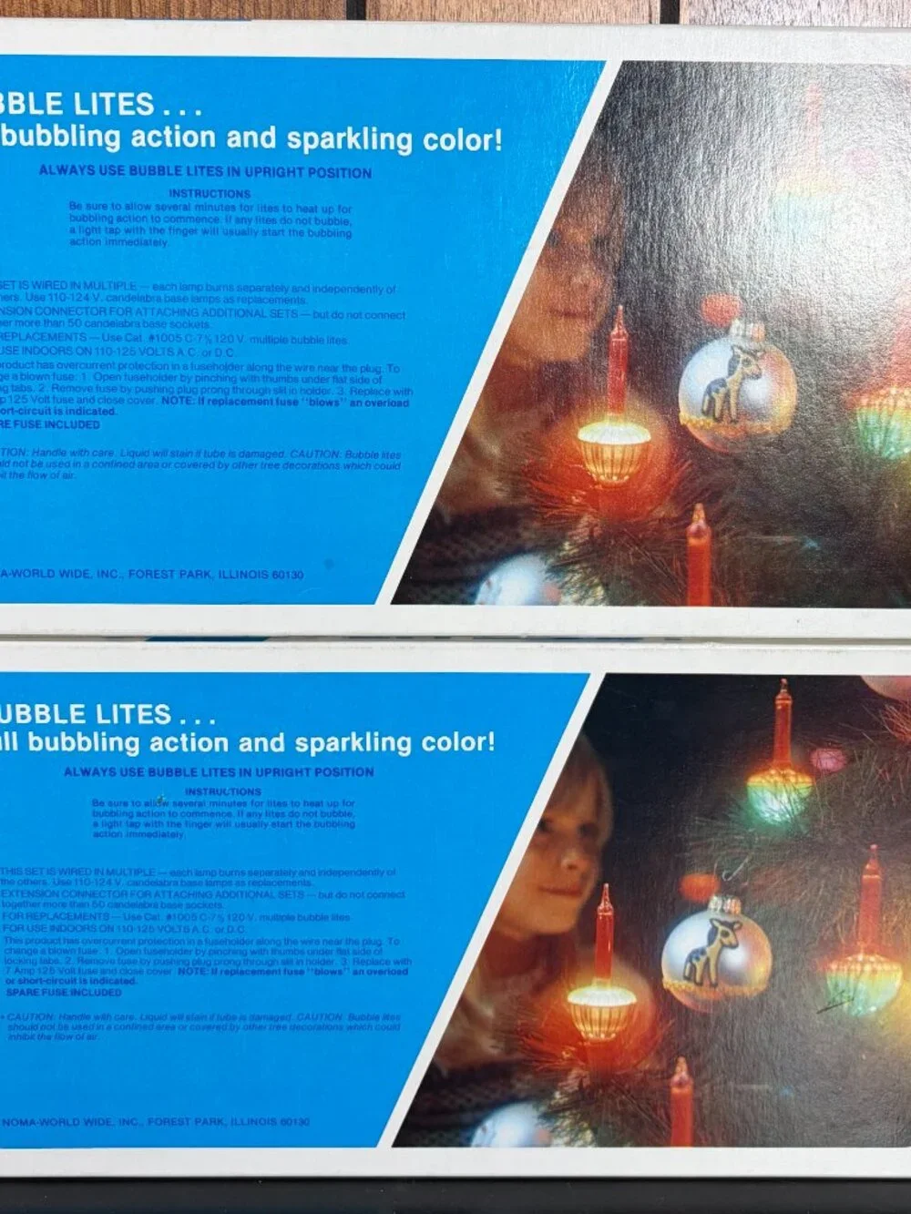 Lot of 2 Vtg Noma 7 Piece Christmas Bubble Lights in Original Boxes - Tested EUC